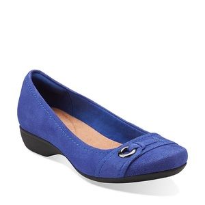 Clarks Propose Spire cobalt suede flats